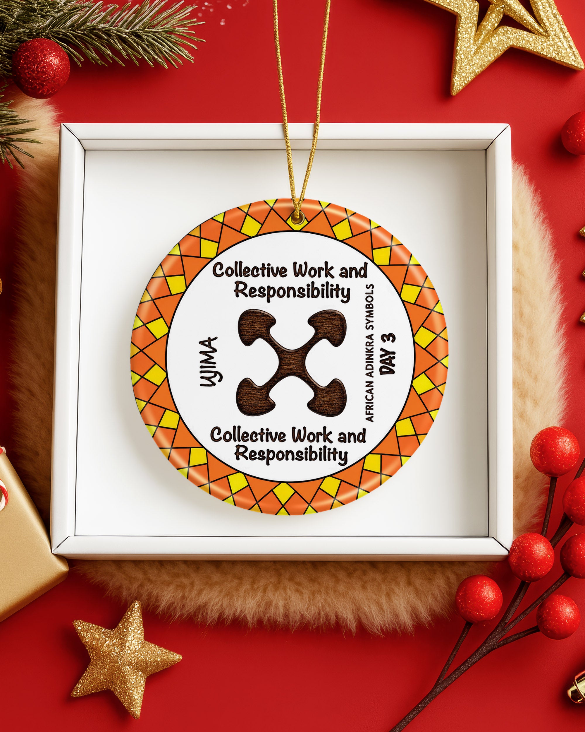 Adinkra Symbol Ornament - African Heritage Christmas Keepsake
