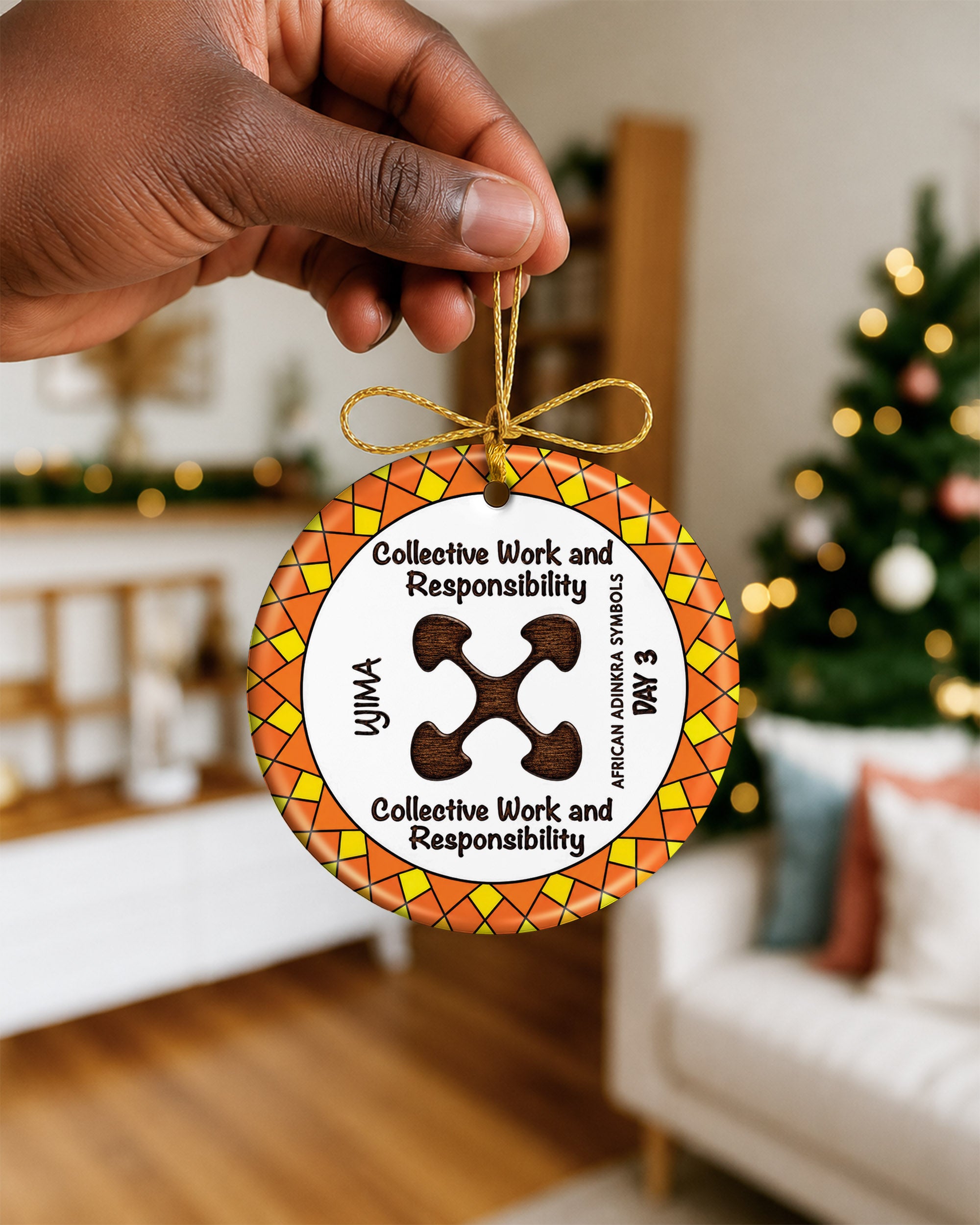 Adinkra Symbol Ornament - African Heritage Christmas Keepsake