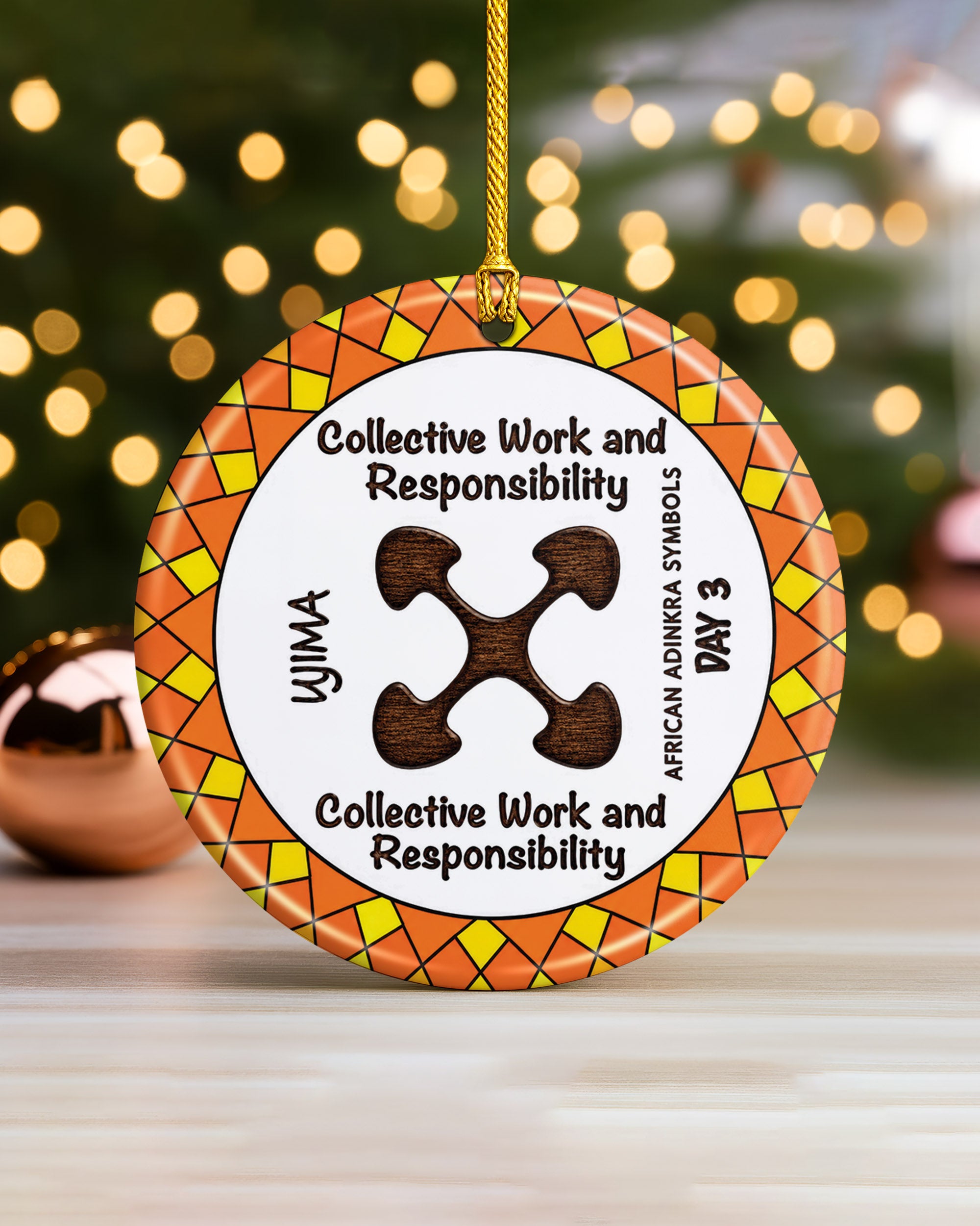 Adinkra Symbol Ornament - African Heritage Christmas Keepsake