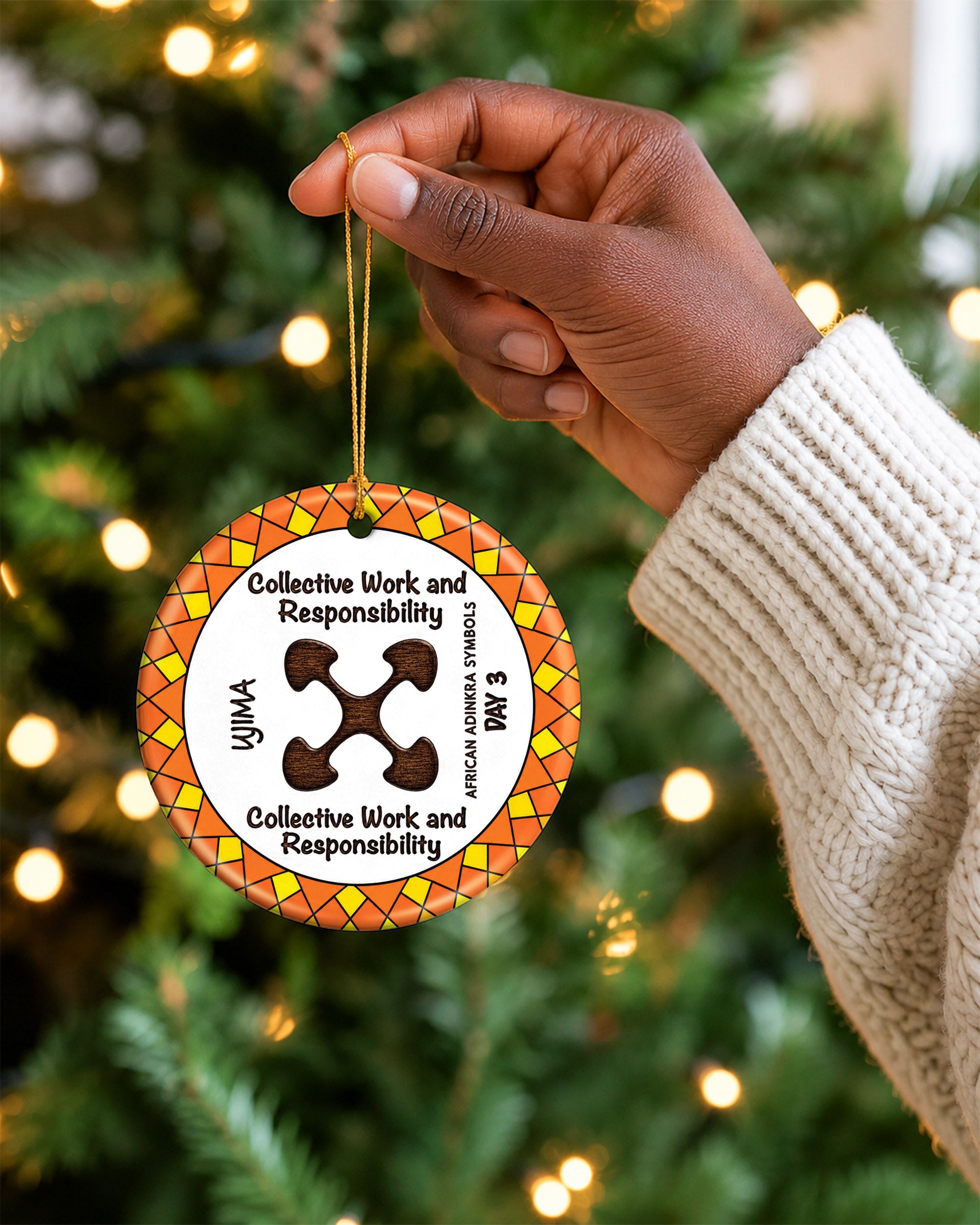 Adinkra Symbol Ornament - African Heritage Christmas Keepsake