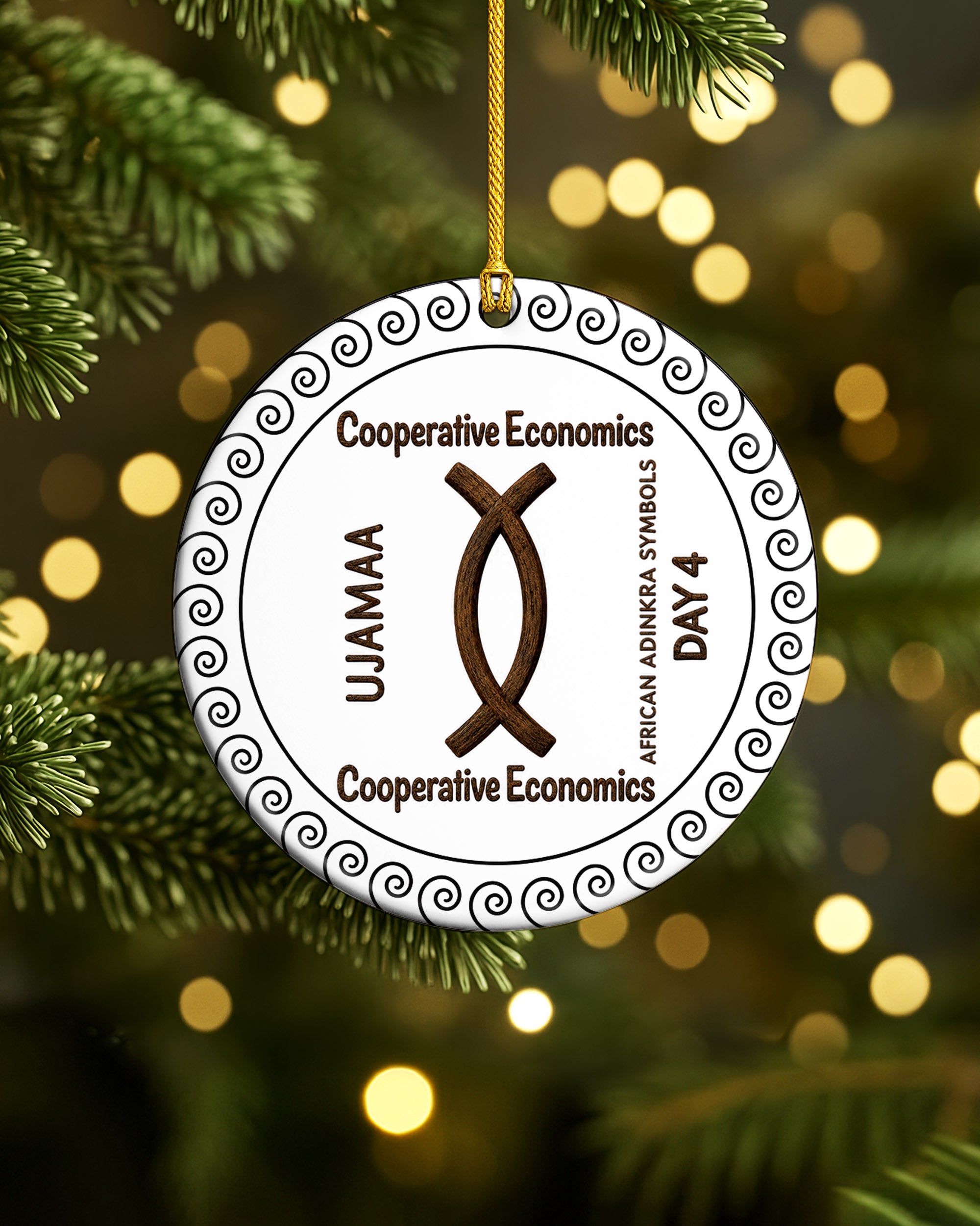 Ujamaa Adinkra Symbol Ornament - African Heritage Christmas Keepsake