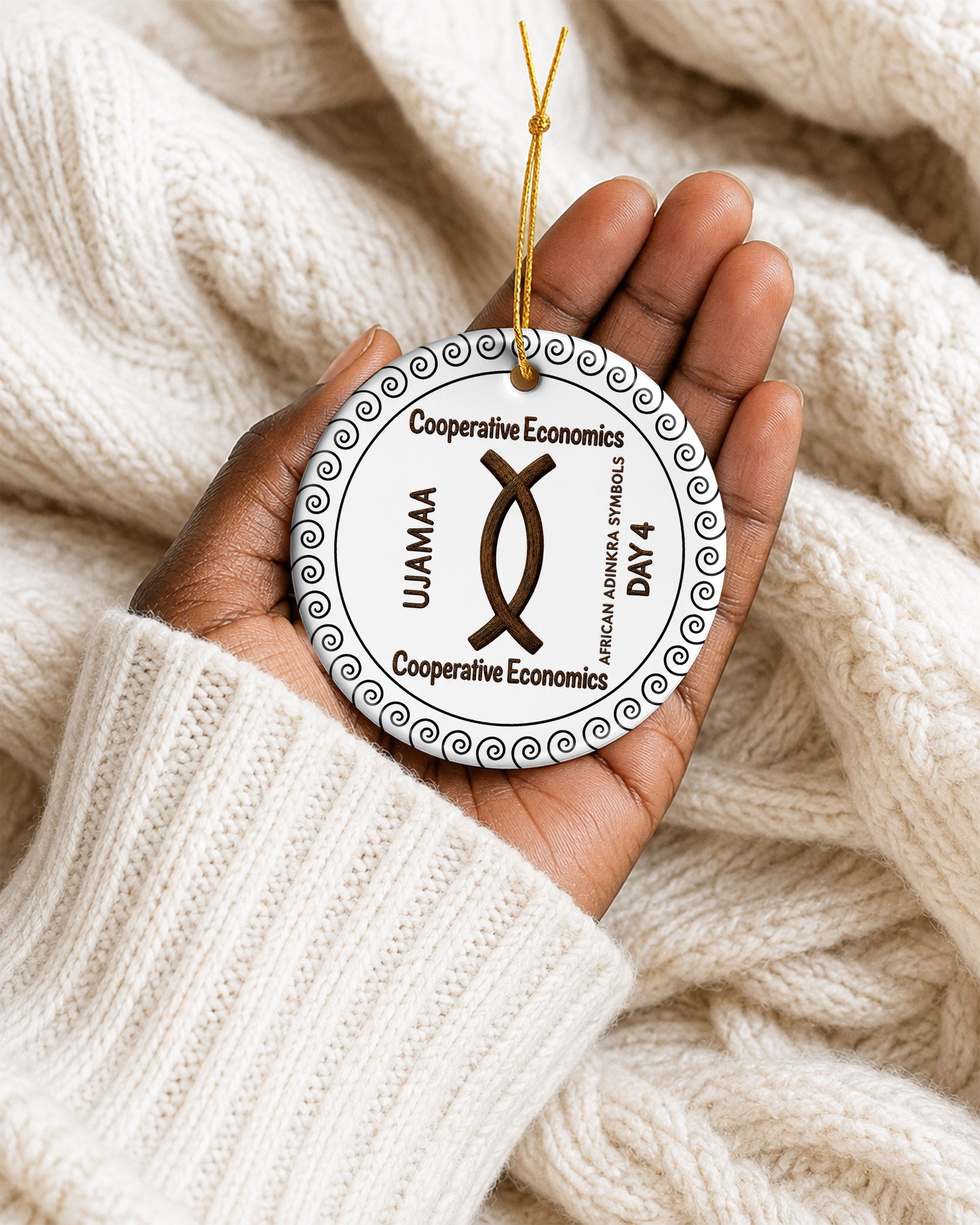 Ujamaa Adinkra Symbol Ornament - African Heritage Christmas Keepsake