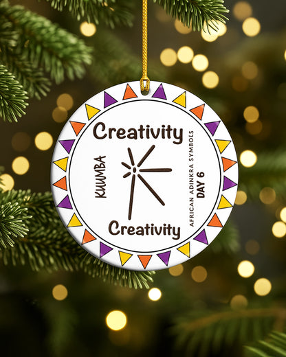 Kuumba Adinkra Symbol Ornament - African Heritage Creativity Christmas Keepsake