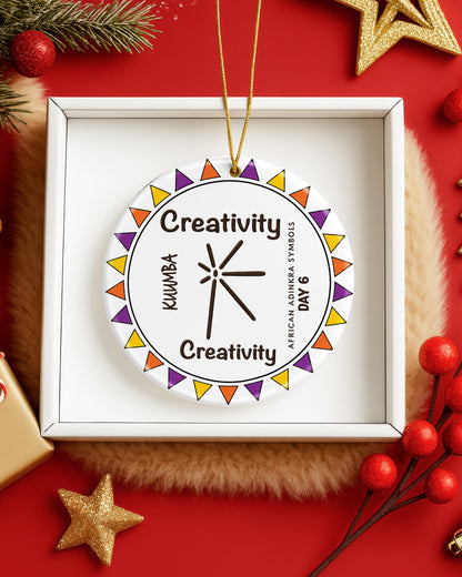 Kuumba Adinkra Symbol Ornament - African Heritage Creativity Christmas Keepsake