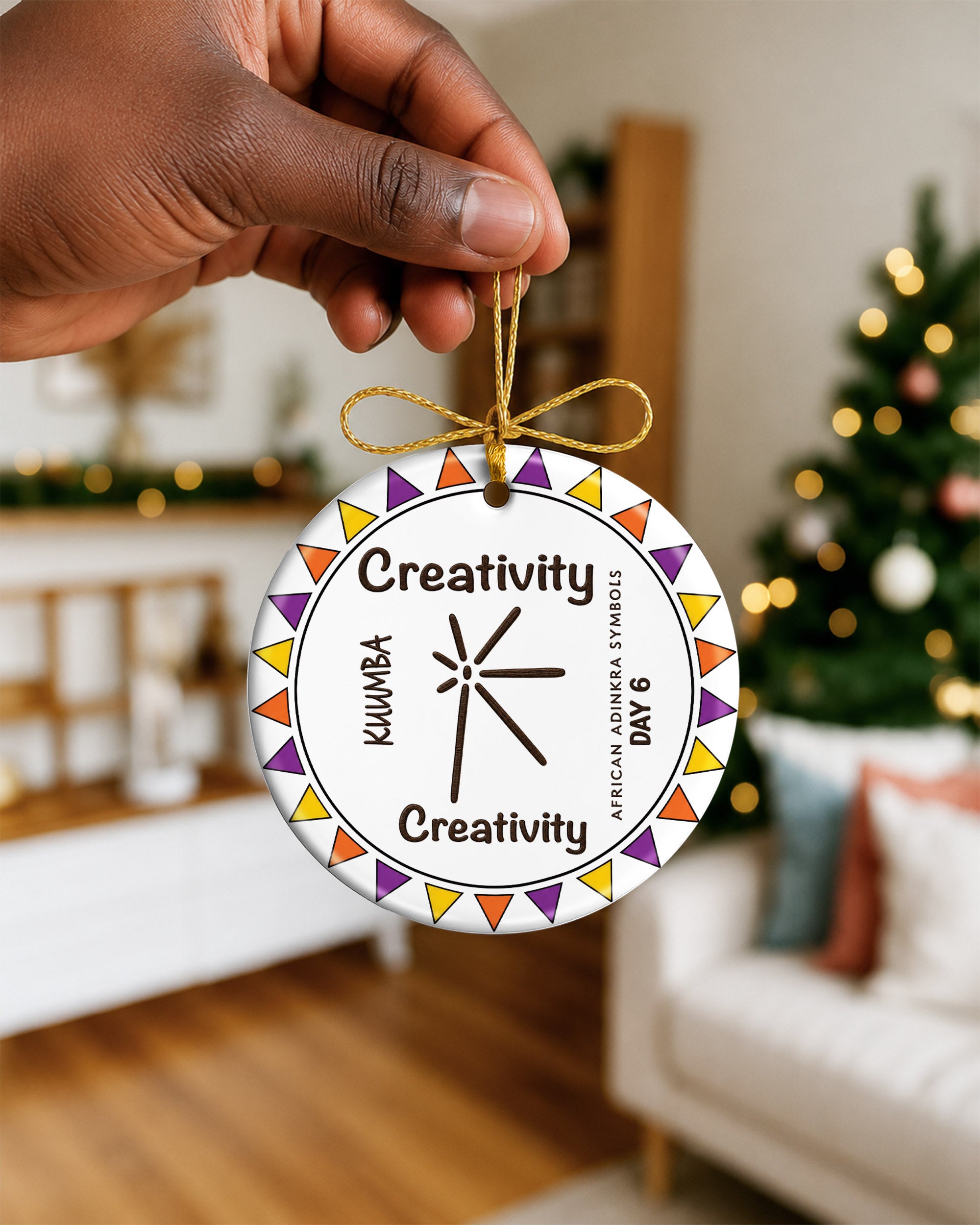 Kuumba Adinkra Symbol Ornament - African Heritage Creativity Christmas Keepsake