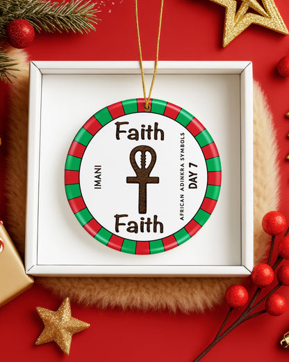 Kwanzaa Imani Ornament - African Adinkra Faith Symbol Christmas Gift
