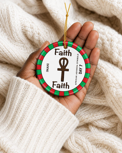 Kwanzaa Imani Ornament - African Adinkra Faith Symbol Christmas Gift