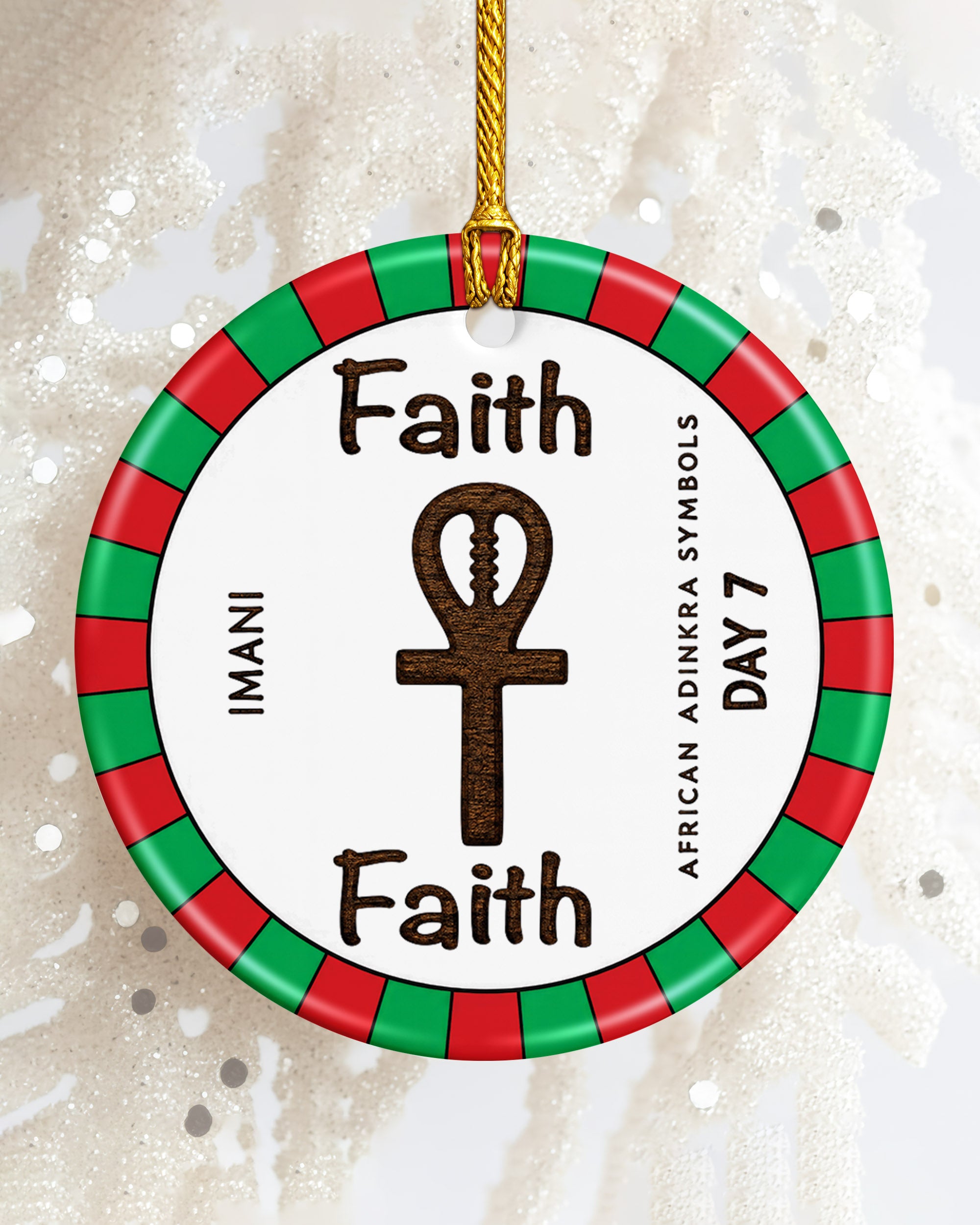 Kwanzaa Imani Ornament - African Adinkra Faith Symbol Christmas Gift