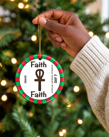 Kwanzaa Imani Ornament - African Adinkra Faith Symbol Christmas Gift