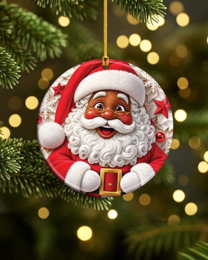 Black Santa Christmas Ornament - African American Tree Hanging Decor