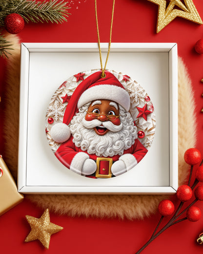 Black Santa Christmas Ornament - African American Tree Hanging Decor