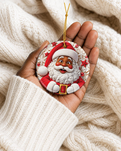 Black Santa Christmas Ornament - African American Tree Hanging Decor