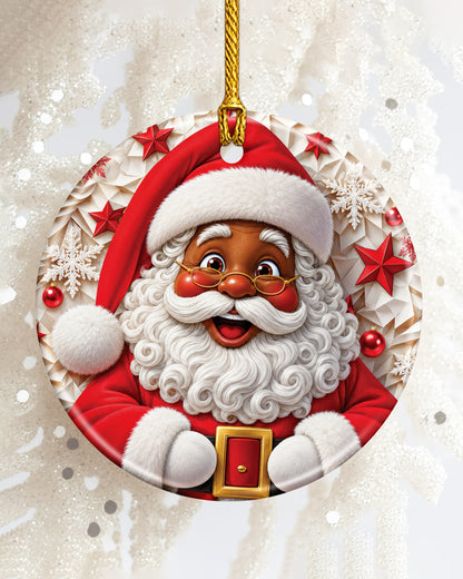 Black Santa Christmas Ornament - African American Tree Hanging Decor