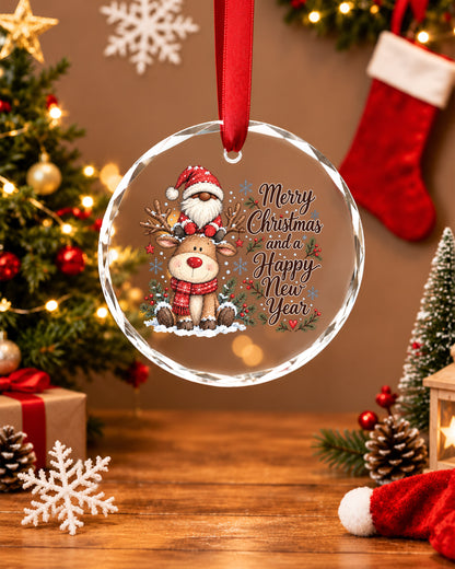 Black Gnome Reindeer Glass Christmas Ornament