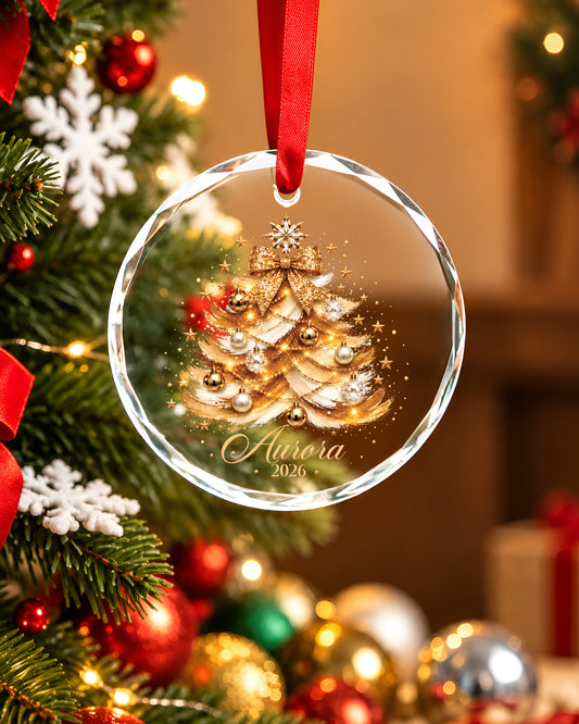 Personalized Melanin Christmas Glass Ornament For Her