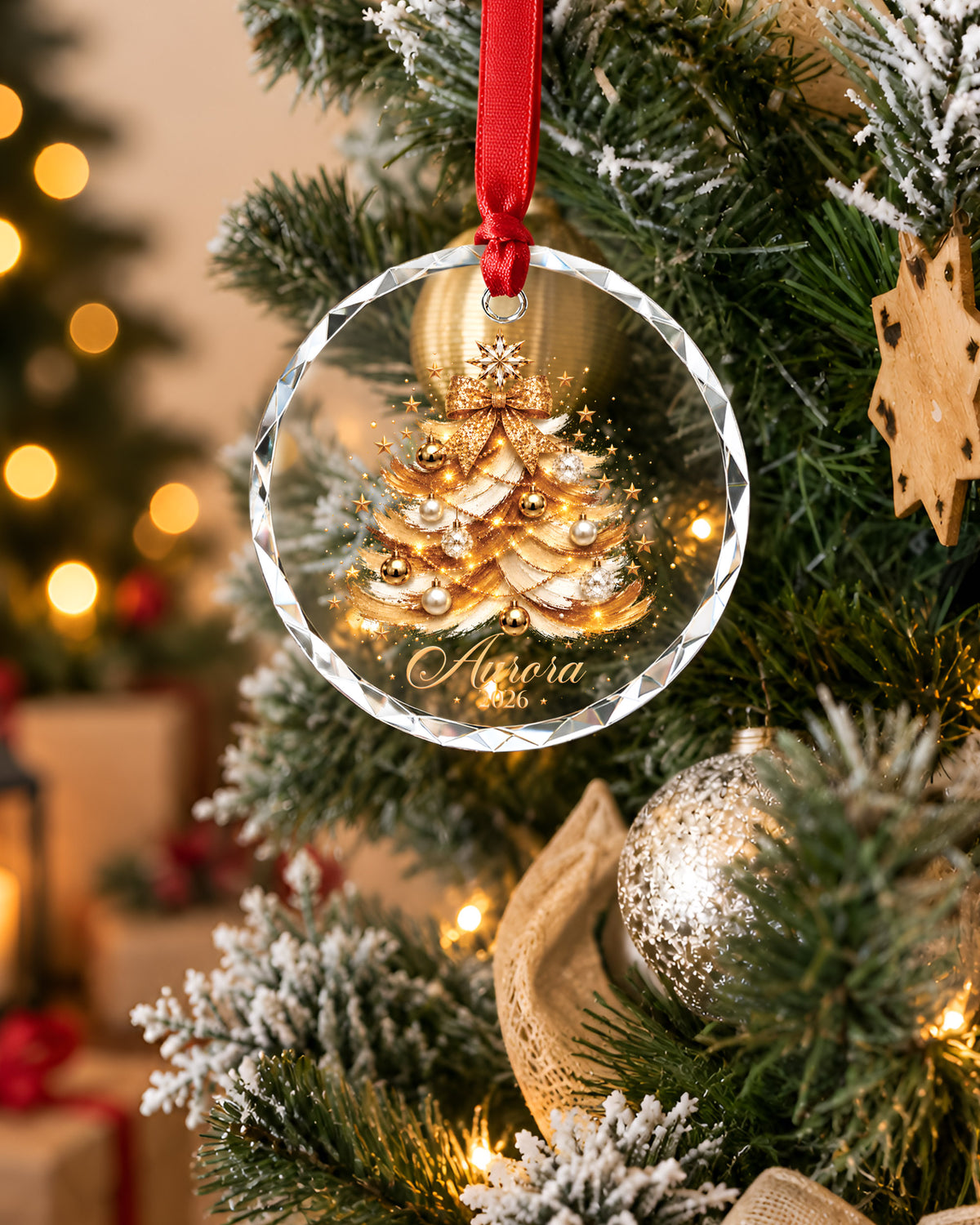 Personalized Melanin Christmas Glass Ornament For Her
