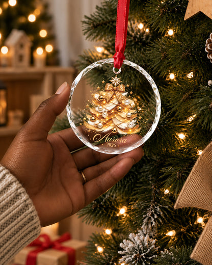 Personalized Melanin Christmas Glass Ornament For Her