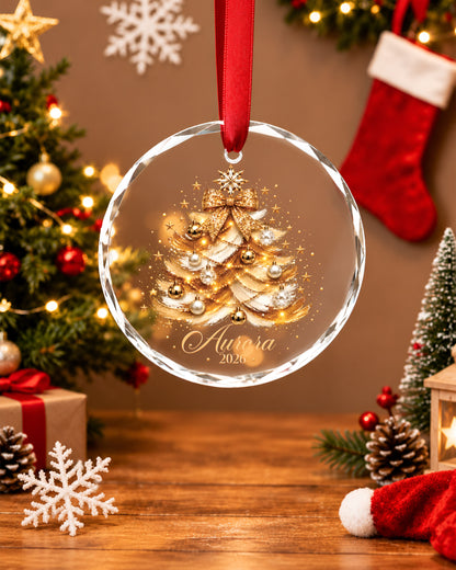 Personalized Melanin Christmas Glass Ornament For Her