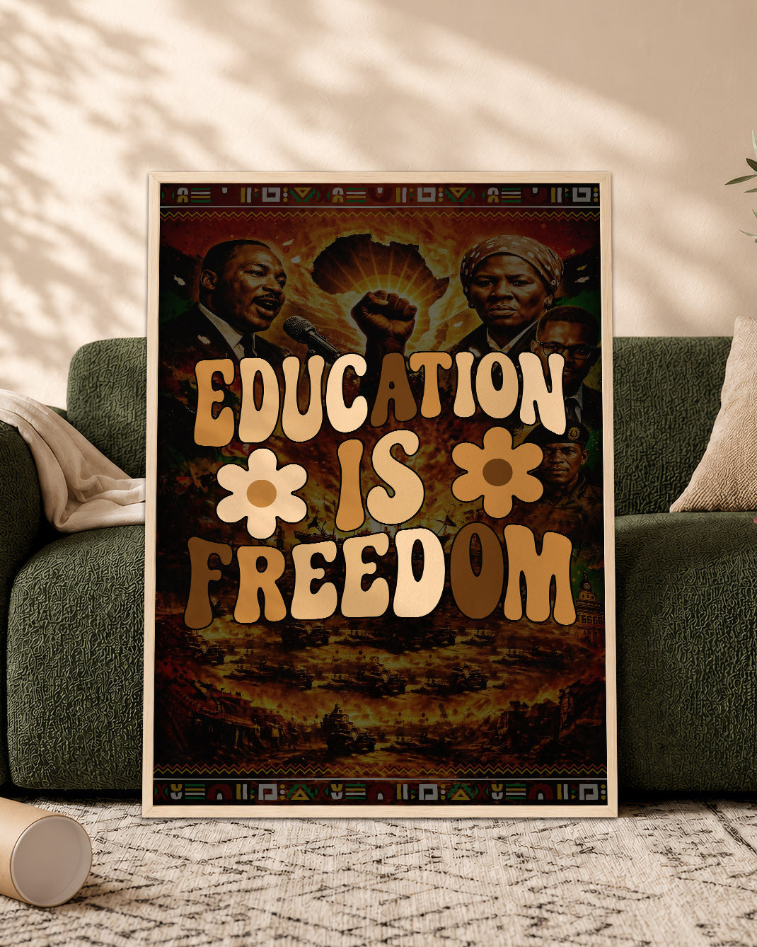 Education is Freedom Retro Floral - Poster/Canvas