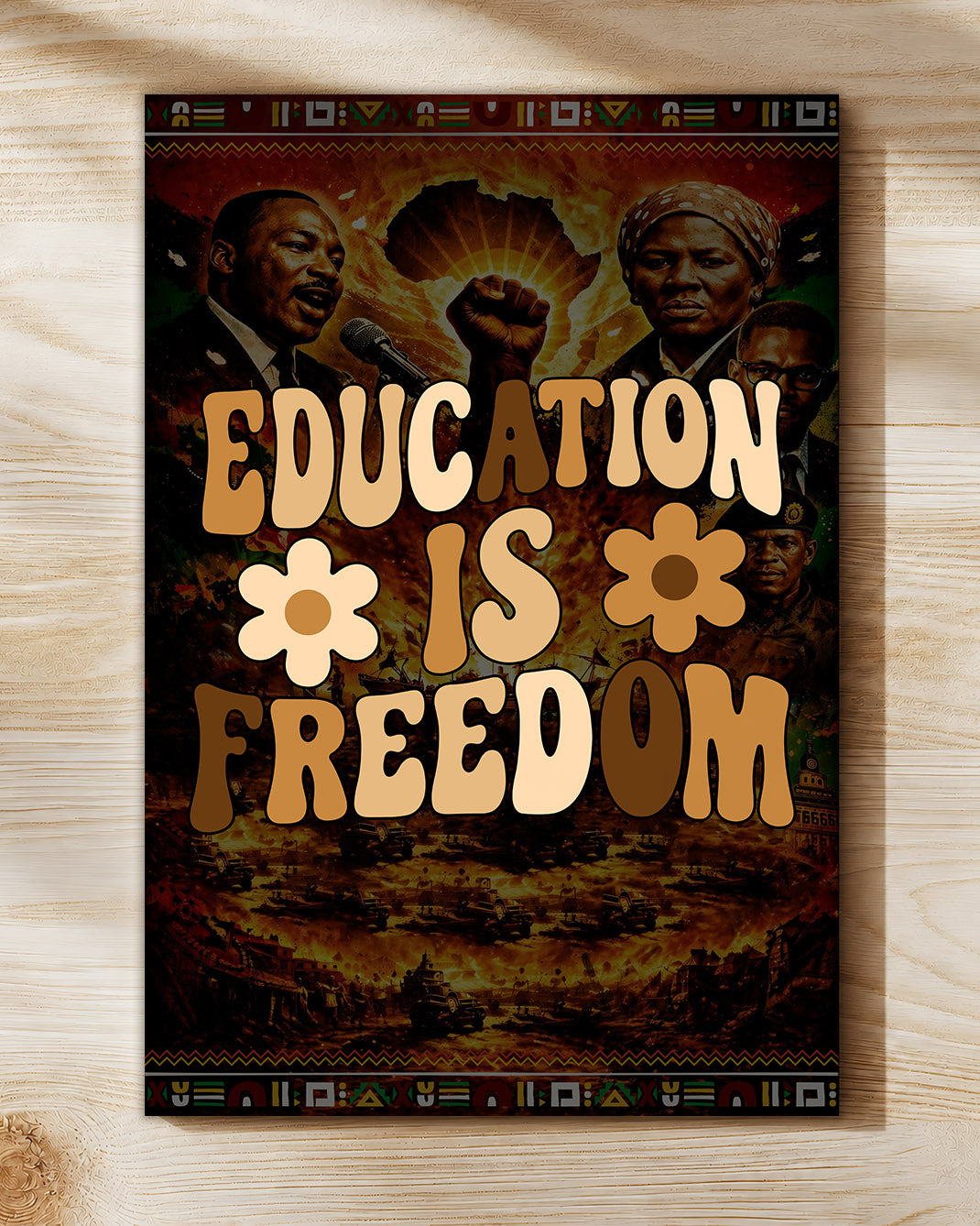 Education is Freedom Retro Floral - Poster/Canvas