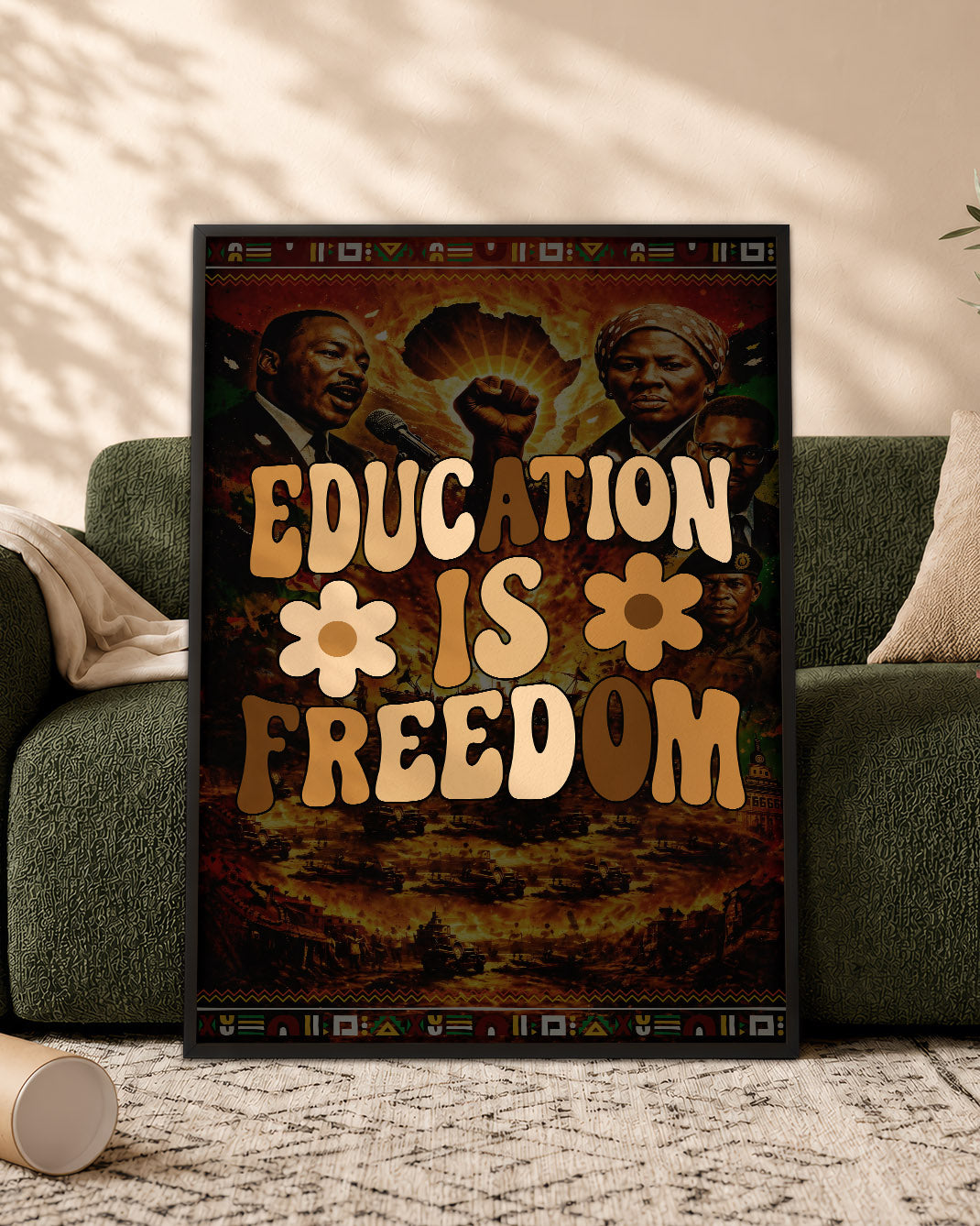 Education is Freedom Retro Floral - Poster/Canvas