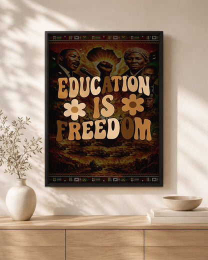 Education is Freedom Retro Floral - Poster/Canvas