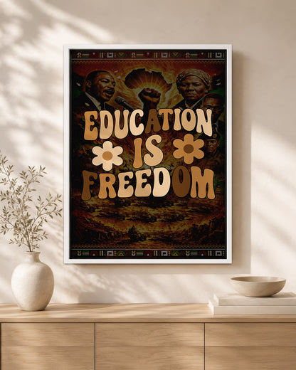 Education is Freedom Retro Floral - Poster/Canvas