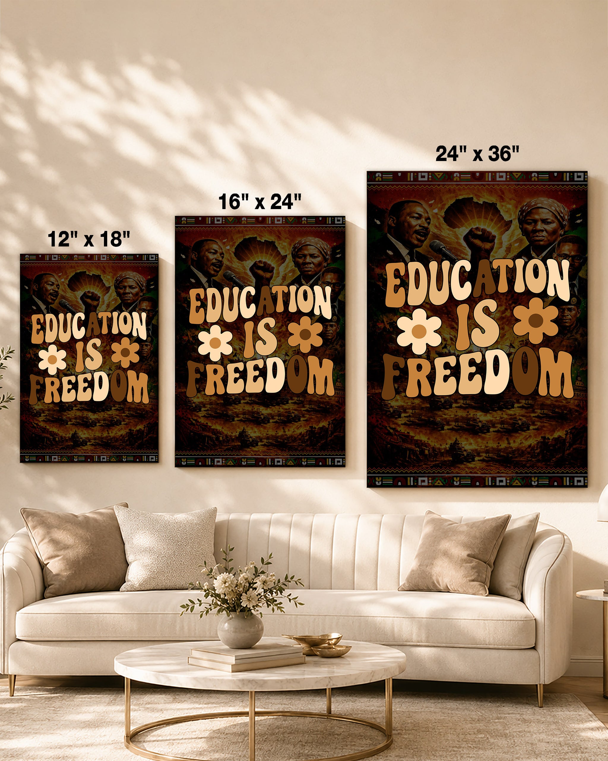 Education is Freedom Retro Floral - Poster/Canvas