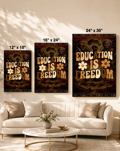 Education is Freedom Retro Floral - Poster/Canvas