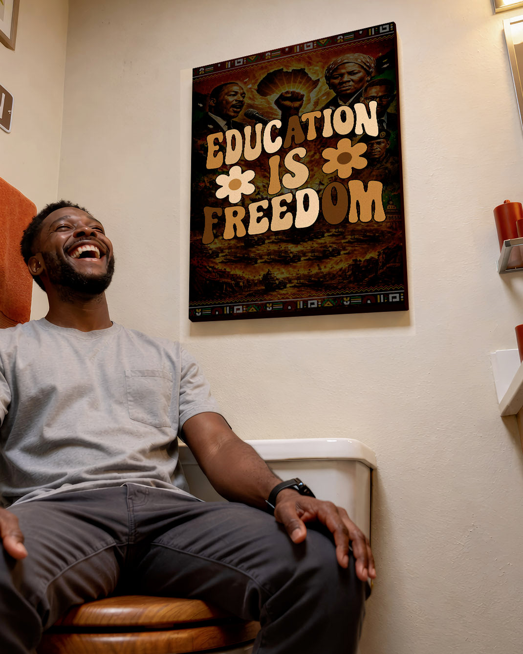 Education is Freedom Retro Floral - Poster/Canvas