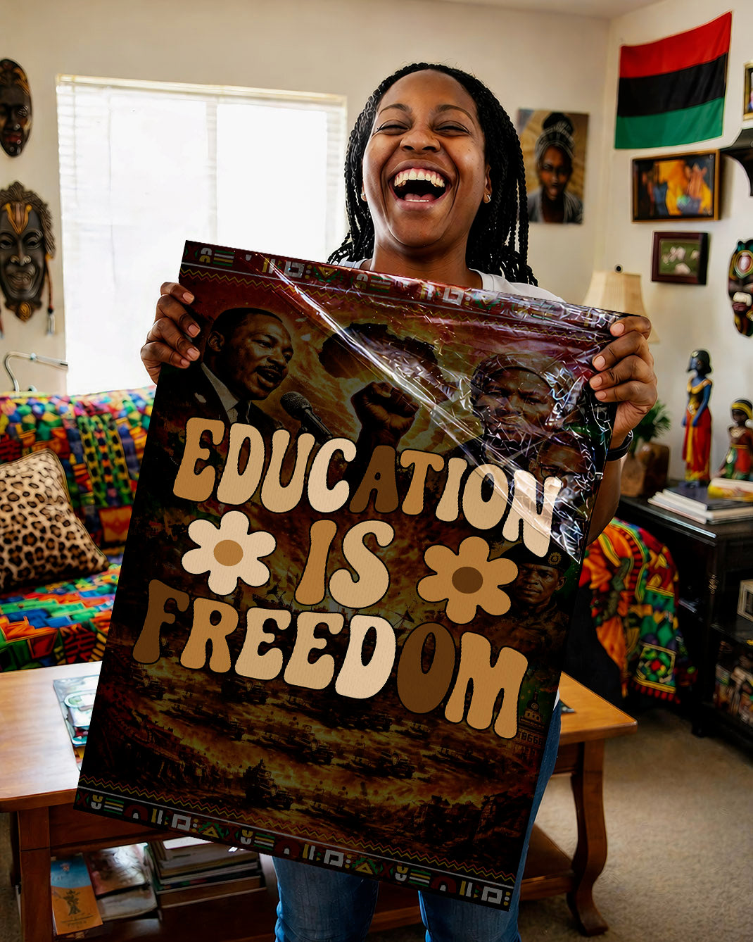Education is Freedom Retro Floral - Poster/Canvas