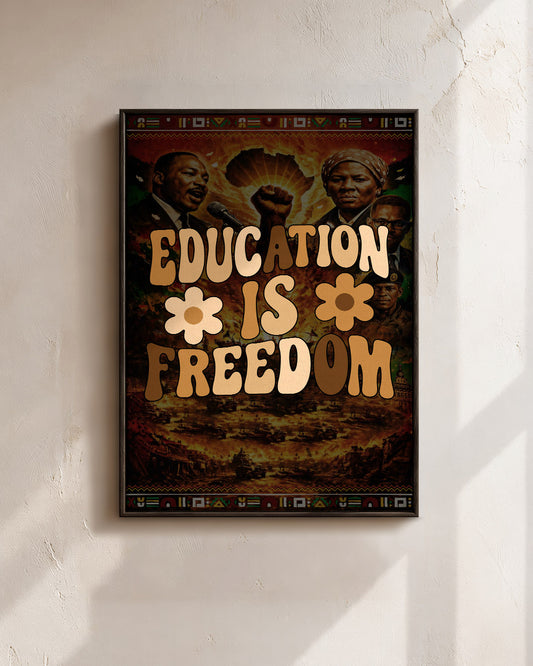Education is Freedom Retro Floral - Poster/Canvas