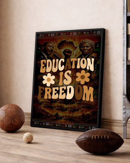 Education is Freedom Retro Floral - Poster/Canvas