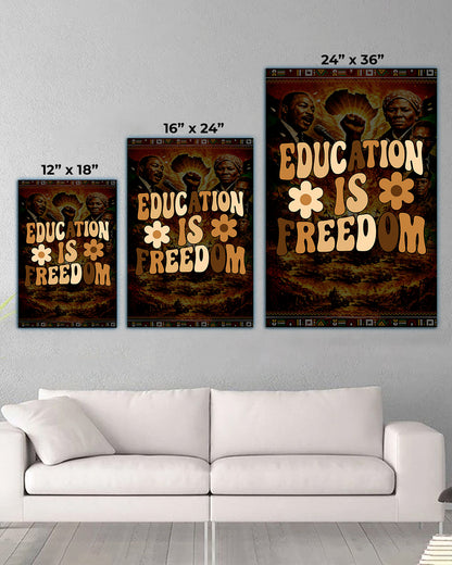 Education is Freedom Retro Floral - Poster/Canvas