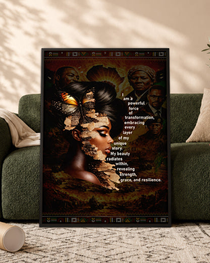 Empowered Beauty Transformation - Black Excellence & Resilience - Poster/Canvas