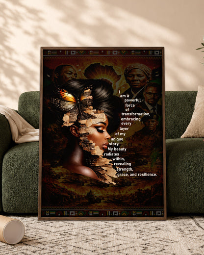 Empowered Beauty Transformation - Black Excellence & Resilience - Poster/Canvas