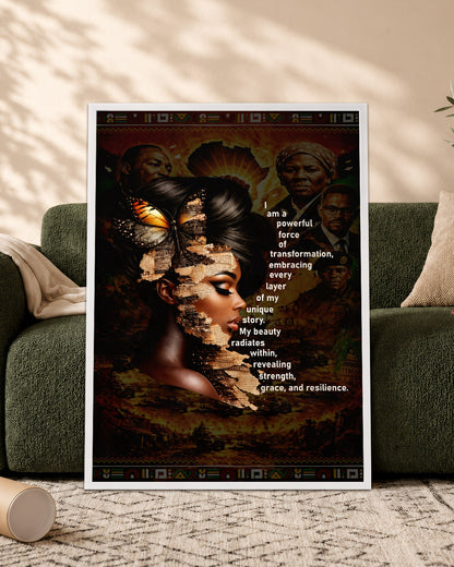 Empowered Beauty Transformation - Black Excellence & Resilience - Poster/Canvas