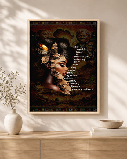 Empowered Beauty Transformation - Black Excellence & Resilience - Poster/Canvas