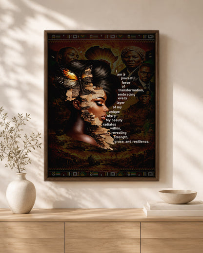 Empowered Beauty Transformation - Black Excellence & Resilience - Poster/Canvas