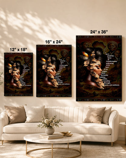 Empowered Beauty Transformation - Black Excellence & Resilience - Poster/Canvas