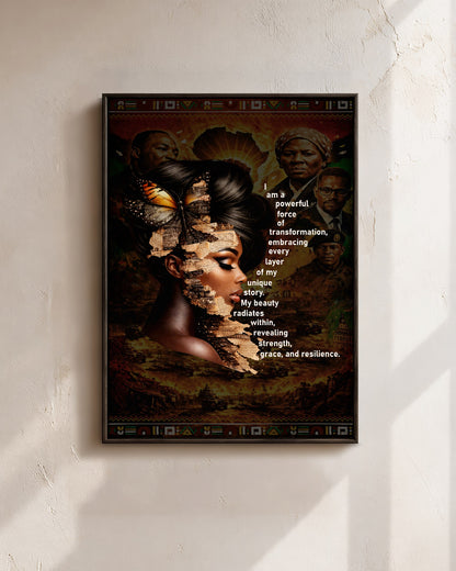 Empowered Beauty Transformation - Black Excellence & Resilience - Poster/Canvas