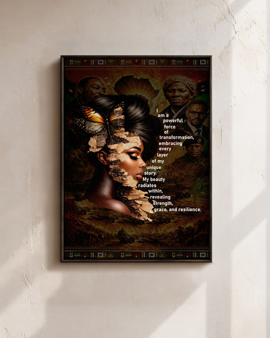 Empowered Beauty Transformation - Black Excellence & Resilience - Poster/Canvas