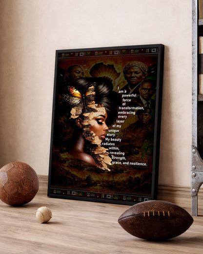 Empowered Beauty Transformation - Black Excellence & Resilience - Poster/Canvas