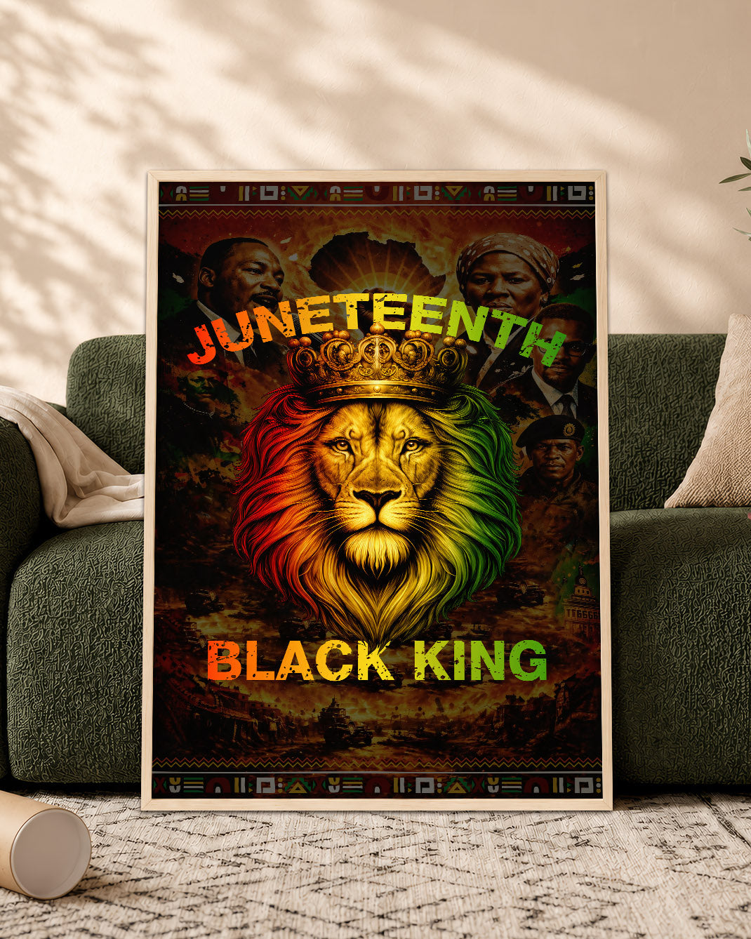 Juneteenth Black King Lion Crown - Poster/Canvas