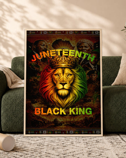 Juneteenth Black King Lion Crown - Poster/Canvas