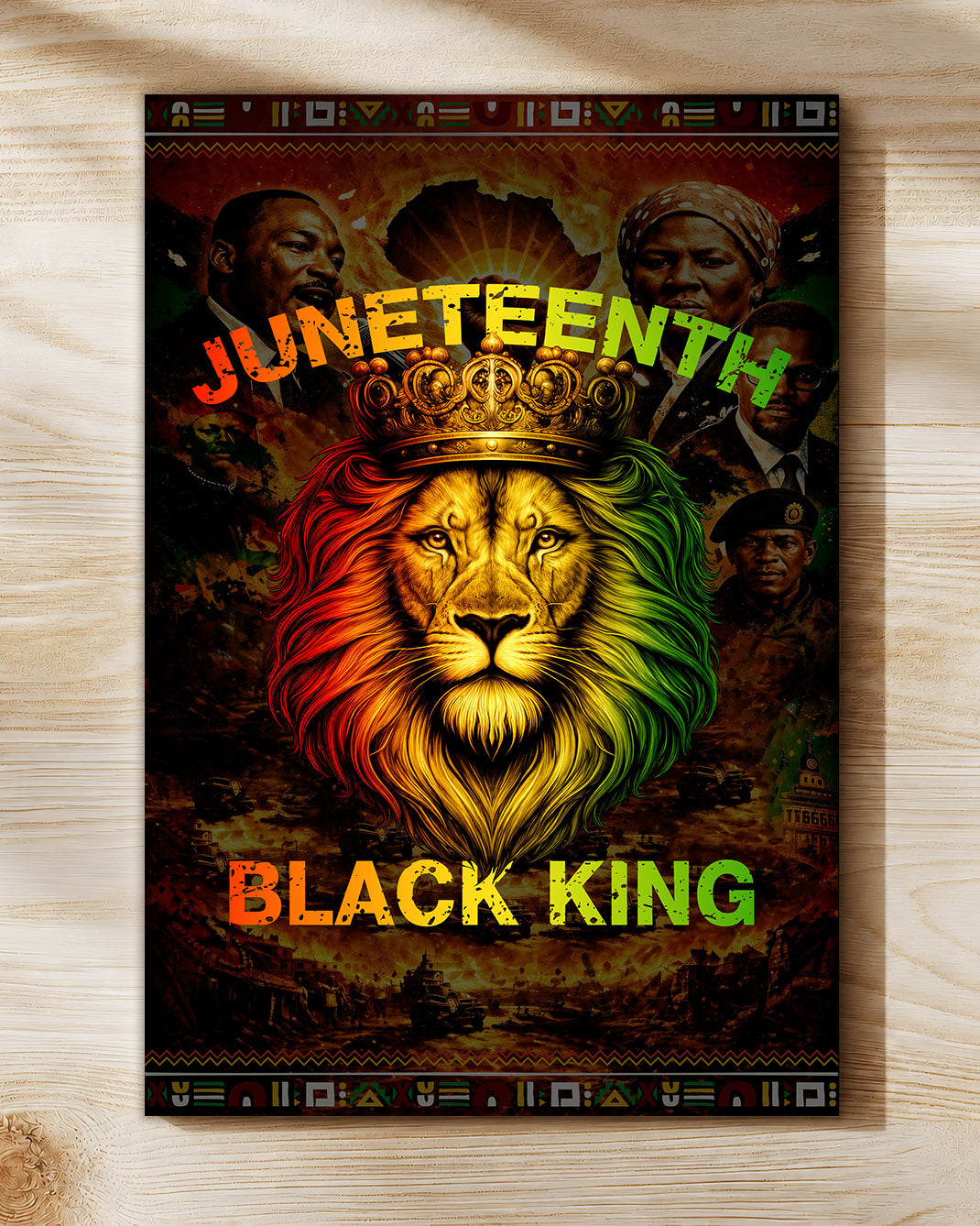Juneteenth Black King Lion Crown - Poster/Canvas