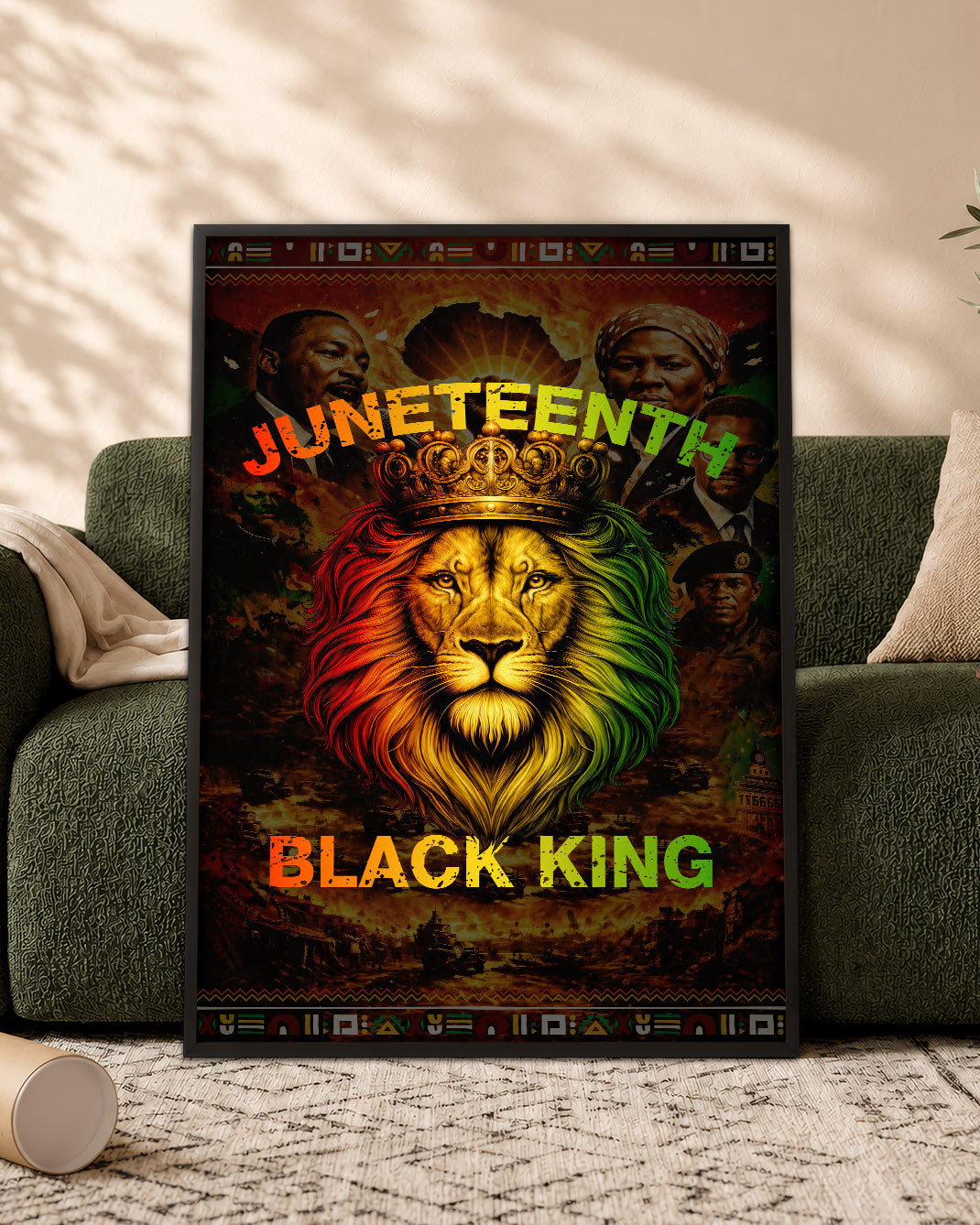 Juneteenth Black King Lion Crown - Poster/Canvas