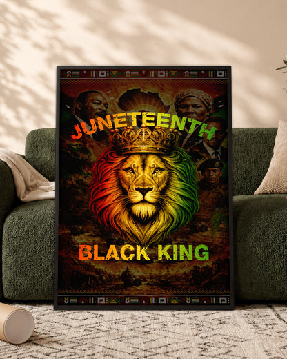Juneteenth Black King Lion Crown - Poster/Canvas