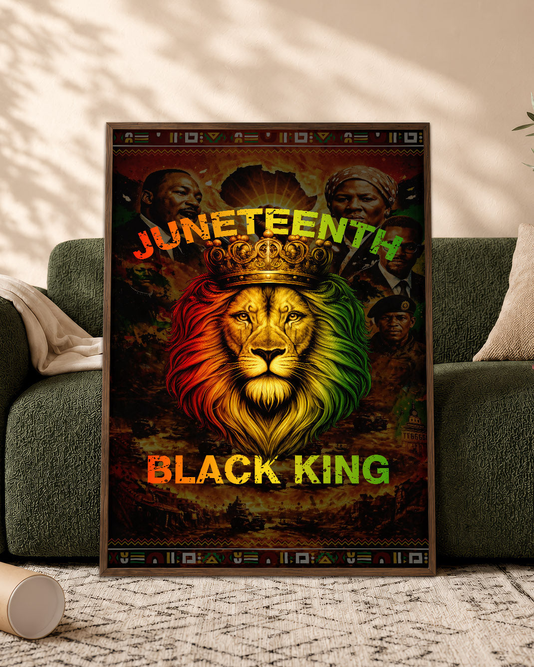 Juneteenth Black King Lion Crown - Poster/Canvas