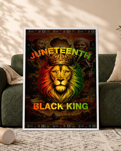 Juneteenth Black King Lion Crown - Poster/Canvas